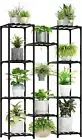 Plant Stand Outdoor Black Tall Plant Shelf Indoor Tiered Plant Table for Multipl