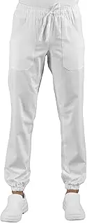 [Isacco] 044878 Medical Trousers for Nurses, White, Men and Women, with Elasticated Ankle Super Stretch