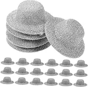 FELTECHELECTR 20pcs Mini Hat Small Doll Hat Crazy Hat Fedoras Flat Top Hat Little Mini Top Hats for Crafts Formal Brown Miniature Hats for Crafting Doll Straw Hats Silver Fine Colored Cloth