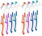 LIFKOME 8pcs Double Sided Denture Cleaning Brushes Efficient Travel Toothbrushes for Denture Care Compact Sturdy Design Blue Green Purple Orange for Braces and Outdoor Use