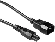 ACT Power Cable 3 Pin 2 m, C14 Male to C5 Cable Female, Power Cable Type F, IEC Cable Extension - AK5028