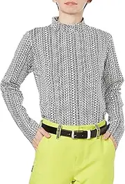 Jack Bunny(ジャックバニー) 263-3266914 Women's Long Sleeve High Neck Shirt (Allover Pattern, Cotton Sheeting Material) / Golf Inner Shirt