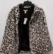 NWT $159 Chico's Faux Fur Animal Leopard Print Swing Jacket 3 2 BUTTON Womens 16