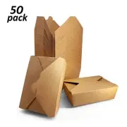 Paper Takeout Food Containers 50PK – Grease & Leak Resistant, Microwave Safe