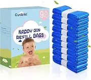Cycbiki 9 Pack Nappy Bin Refills Smellproof nappy bags Diaper Bin Pail Disposal Bags,Compatible with Angelcare and Spross Diaper, Twist & Click，Tommee Tippee and all others,hold upto 320 nappies