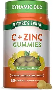 Nature's Truth Vitamin C Immune Support Gummies | 60 count | with Zinc and Manuka Honey | Vegetarian, Non GMO and Gluten Free Supplement | Honey Lemon Flavor | By