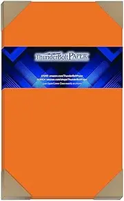 50 Bright Orange Cover/Card Paper Sheets - 8.5 X 14 Inches Legal or Menu Size - 65# (65 lb/Pound) Light Weight Cardstock - Quality Printable Smooth Paper Surface for Bright Colorful Results