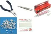 Bead Tip Kit - Pliers, Tweezers, Cement, 50 Bead Tips & White Bead Cord #1