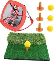 GANAZONO 1Set Portable Golf Practice Net with Hitting Mat Training Aid Set Includes Durable Tees and PU Practice Balls for Indoor and Outdoor Use