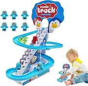 Stairs Climbing Race Track, Sliding Track Toy, Go Racer Track Toy, Climbing Stairs Toys, Penguins Slide Toy, Battery Operated for Kids Boys Girls