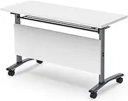 Folding Conference Table Long Folding Table 3.9FT Modern Large Mobile Meeting Table Conference Room Tables with Silent Wheels Seminar Table for Office Training Classroom(50cm)