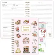 ceiba tree Blank Recipe Book to Write in Your Own Recipes 6 X 8.6 inch Hardcover 140 Pages Flower Baking Pink Cover with Tag Stickers Gift for Mom Wife Women
