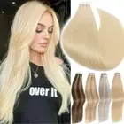 CLEARANCE Tape In Skin Weft 100% Remy Human Hair Extensions Thick Full Head Ashy