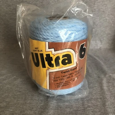 Vintage Macrame Twist Cord Light Blue 6mm 100 Yards Crafts Ultra 6 New
