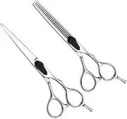 PACKOVE 2PCS Professional Hairdressing Scissors Thinning Straight Shears for Barber and Salon Use Durable High Hardness Precise Blades Ergonomic Handle Design