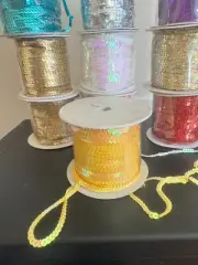 new 100 yard continuous rainbow yellow 5mm wide flat sequins trim craft material