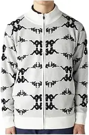 [Kappa] 634700 Men's Knit Jacket, Full Zip Sweater, Logo Pattern, Wool Blend