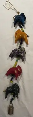 VINTAGE WORLD MARKET, HANGING ELEPHANTS ON BEADED STRING, MADE IN INDIA, NOS NEW