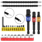 26Pcs Flexible Drill Bit Extension Shaft Screwdriver with 12 Screwdriver Bits☛