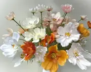 Cosmos Flower Stems Faux Silk Flowers Artificial Wildflower Stems Blush Orange