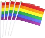 50 Pack Rainbow Pride Small Mini Hand Held Stick Flags - USA American Rainbow Pride Bunting for Gay and Girl - Party Decorations Supplies for Parades, Rainbow Festival