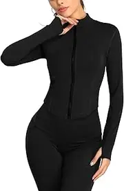 [KEOYA] Women's Long Sleeve & Sleeveless Athletic Shirts Full Zip Up Track Jacket Crop Top
