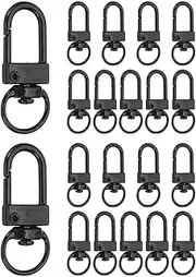 uxcell Metal Lobster Claw Clasps, 20 Pack Swivel Lanyards Trigger Snap Hooks Keychain Clips with Key Rings for Making Bags Purses Straps DIY Crafts Necklace Findings, Black