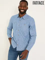 FatFace Chambray Blue Leaf Print Long Sleeve Shirt (E81837) | $127