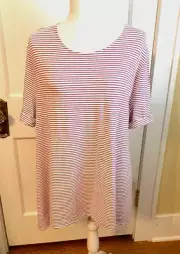 NewWithTag Chico's sz 4 XXL soft swing Top cool Model elbow sleeve pink stripe