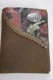 ZEP-PRO Texas A&M Aggies Fence Row Camo Leather Trifold Wallet Tin Gift Box