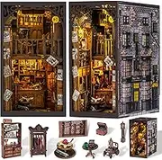 DIY Book Nook Kit, Miniature Book Nook kit, Wooden 3D Puzzle Bookend Bookshelf Insert Decor, Halloween/Christmas Decorations/Gifts for Adults and Teens