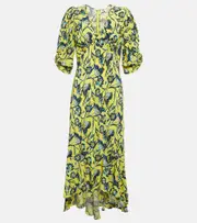 [Diane von Furstenberg] Diane von Furstenberg Printed crêpe midi dress AU 6 yellow