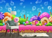 3D Candy Bubbles Painting Waterproof Kid's Bedroom Wallpaper Wall Murals Sticker