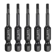 5pcs 2.5mm Metric Hex Head Wrench Drill Bit 50mm Length Magnetic Bits, Black