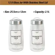 12X 2.1L Glass Apothecary Candy Jar with Lid Kitchen Food Storage Jam Lolly Jar