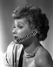 Lucille Ball Profile In Pearls Celebrity B&W REPRINT RP #6566