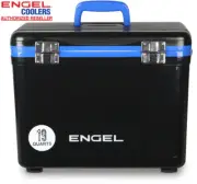 Engel 19qt Leak-Proof, Air Tight, Hard Sided Cooler / Lunchbox Black & Blue