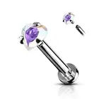 Piercing Ear Labret Stone Heart Aurore Borealis