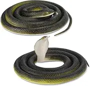 Larege Rubber Snake 2 Pieces 80cm Rubber Scary Snake Toy Realistic Cobra Field Snake Toys for Kids Fake Snake for Garden Props Pranks Joke Toys Halloween Decoration Keep Birds Away