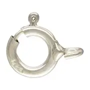100-Sterling Silver, 6mm Clasp, Spring Rings, Round Clasp with open eyelet, Hook