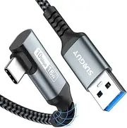SUNGUY USB C Android Auto Cable 1.5FT, 10Gbps USB C 3.1 Gen 2 to USB Cable Data Transfer, Right Angle USB to USB C 3A Fast Charging for Car, Samsung Galaxy S22 S21 S20, USB C External C SSD, Pixel