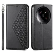 For Xiaomi 14 Ultra Case PU Leather Rhombus Imprinted Pattern Wallet Phone Cover