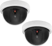 Alfaview Dummy Fake Security CCTV Dome Camera Realistic Look Flashing Red LED Light with Warning Security Alert Sticker Decals Indoor and Outdoor Use, for Homes & Business(Dome-2 Pack)