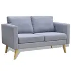 2-Seater Sofa Office Living Room Modern Lounge Couch Futon Fabric Light Grey