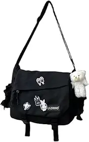 [Generic] Blelsa Casual Nylon Crossbody Bag Large Ty Messenger Bag Japanese Kawaii Shoulder Bag Harajuku Tooling Wind Shoulder Bag Black