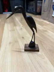 Vintage Carved Wooden Heron/crane/stork