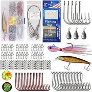 Saltwater Fishing Tackle Box Kit Surf Fishing Gear Tackle Set Includes Surf Fishing Lures Saltwater Bait Rigs Spoon Jigs Pyramid Weights Fishing Swivel Hooks Wire Leaders Accessories