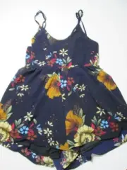 NWT Zaful Womens Size M Romper Navy Floral Crossback Zipper Back Casual