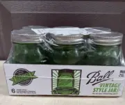 Ball Mason Vintage American Heritage Collection Green 6-Pack Pint Jars w/ Lids