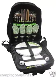 Picnic Pack 4 PERSON BACKPACK SET 28 Pieces with Insulated Cooler Beach Camping